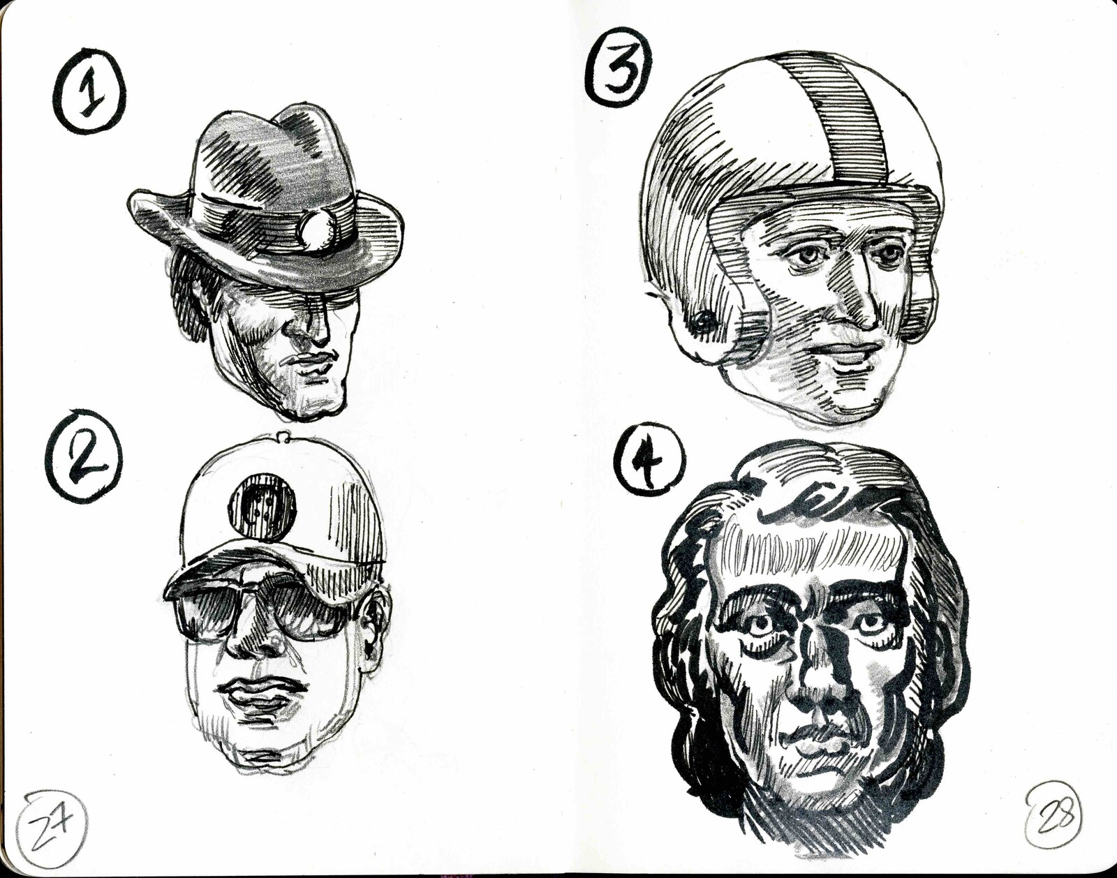 Character studies in pencil and ink.