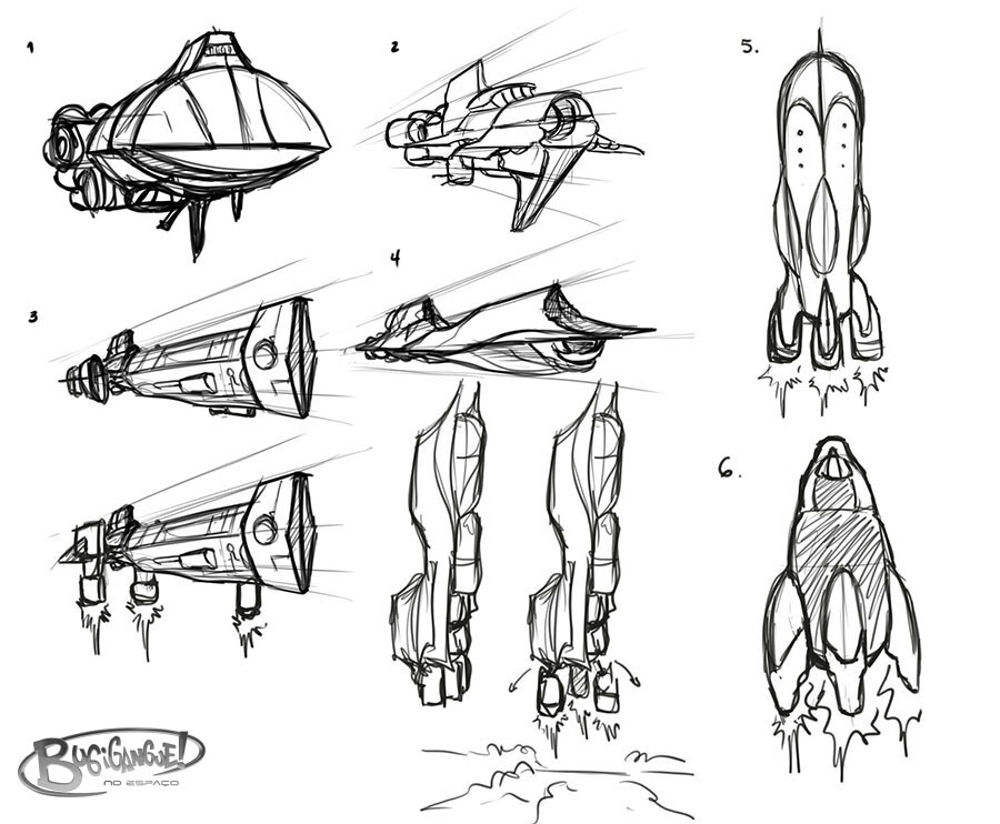 Some early designs for the ship.