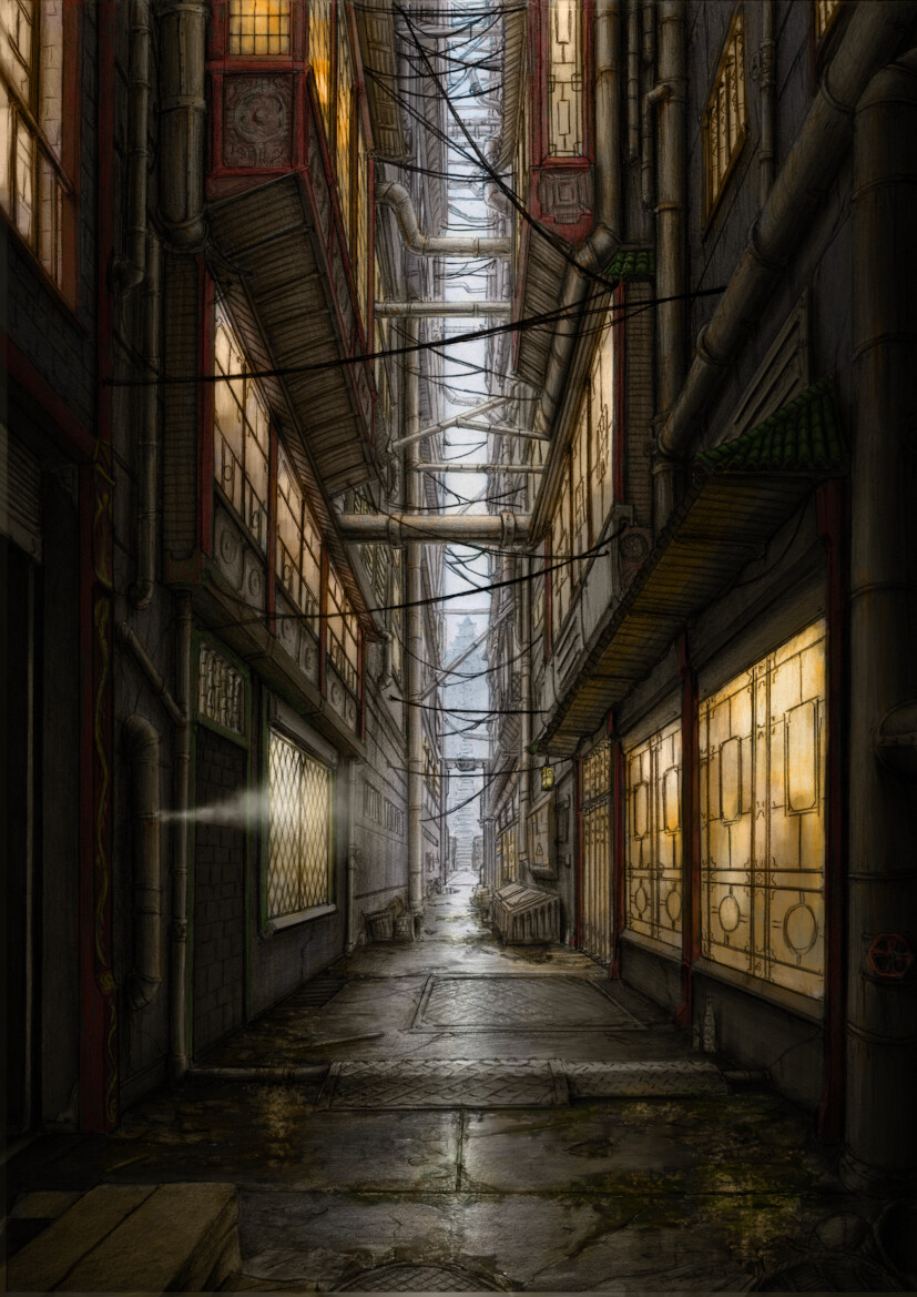 Sly Asian Steampunk Alleyway Sly Asian Steampunk Alleyway