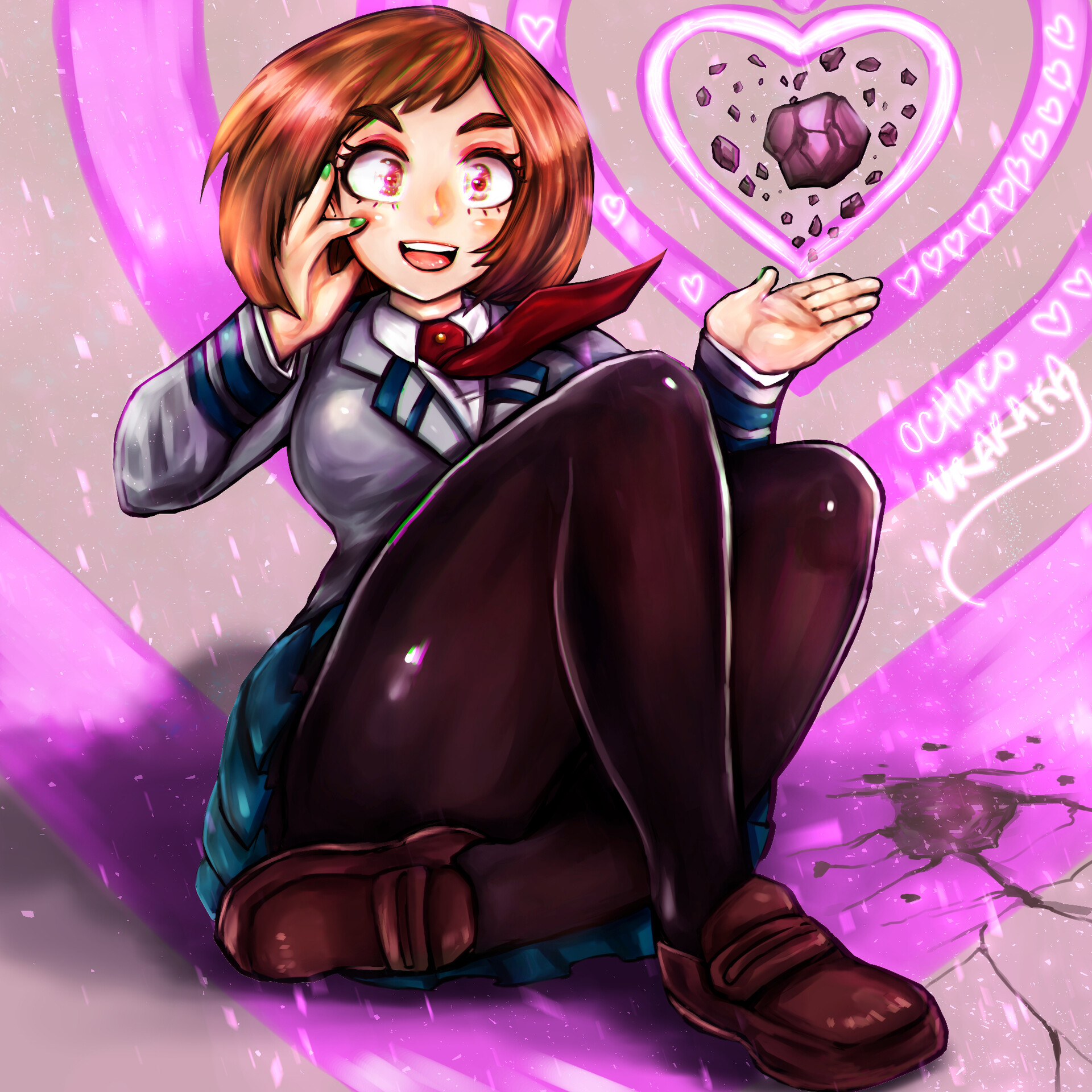 Artstation Ochaco Uraraka Heart Mike Hoang