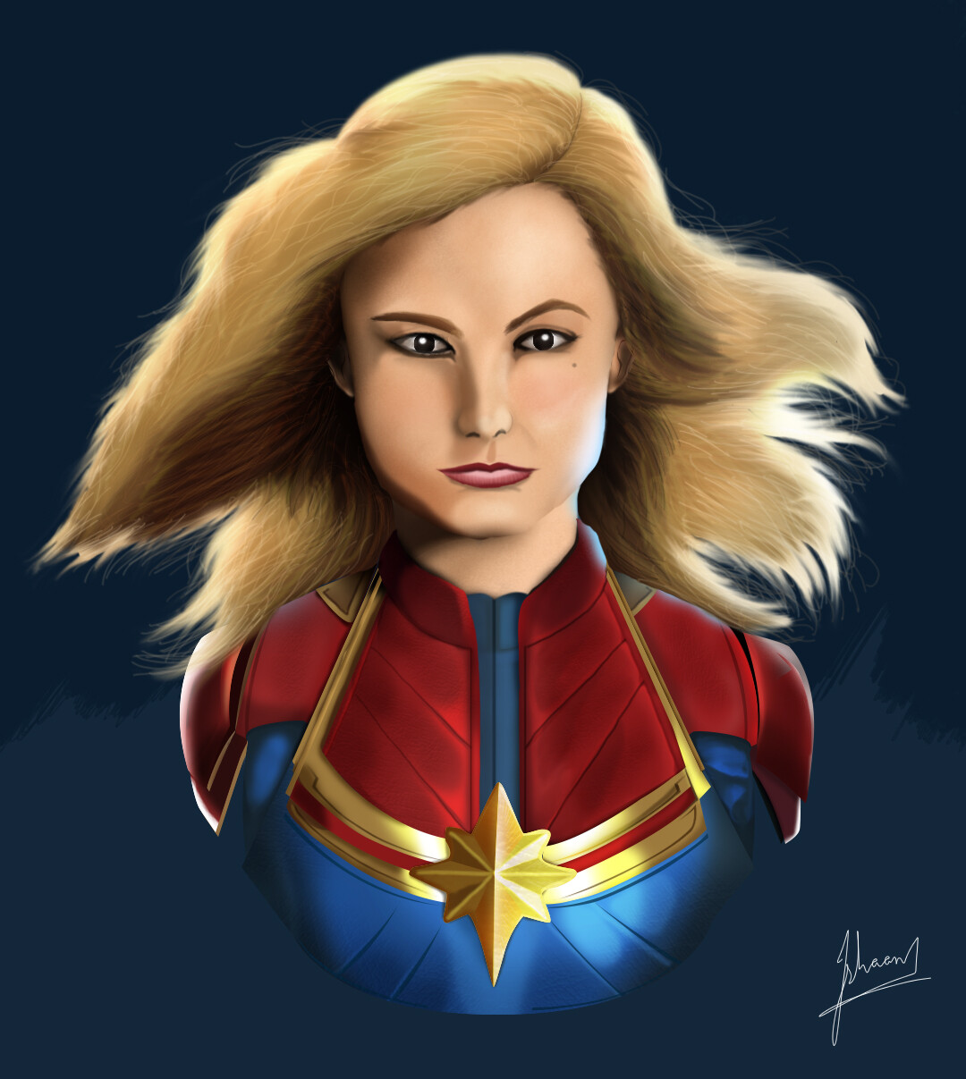 Artstation Captain Marvel Digital Painting Ishaan Vyas