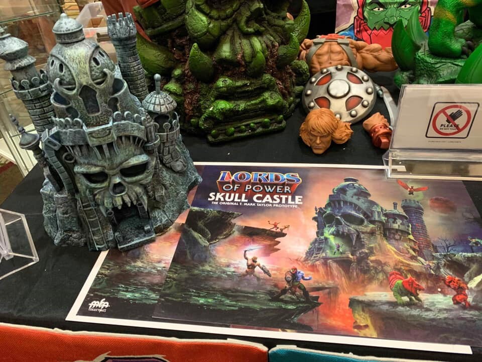 Castle and box art on display at 
Power-Con 2019 in Anaheim LA