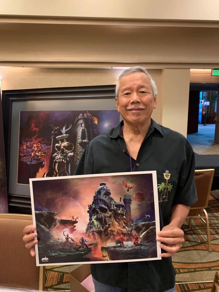 Rudy Obrero. The original Castle Grayskull Box Art Artist holding my Grayskull print with the original version in the background