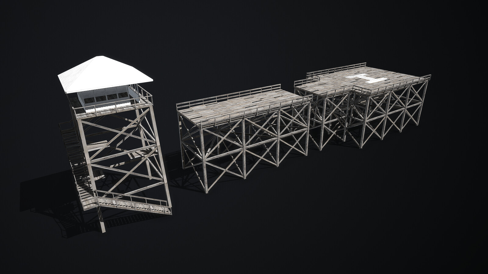 A Watch Tower, Modular Bridge Section and Bridge-connected Helipad