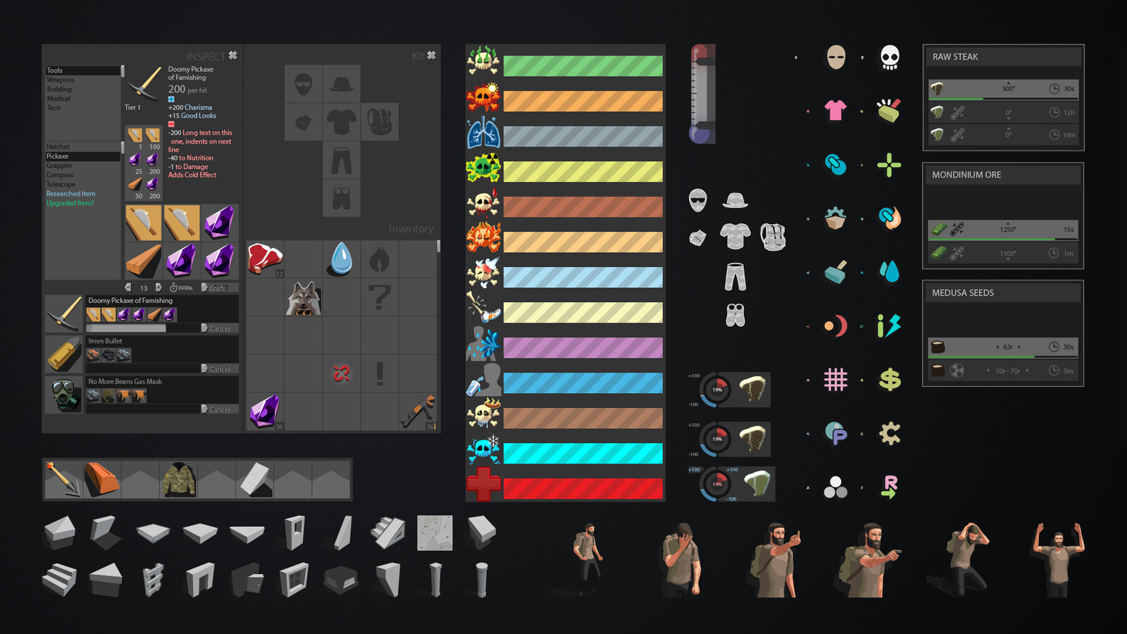 The original design layout for the Hurtworld game UI. Some of the other elements went into the game and some are concepts that may not have.