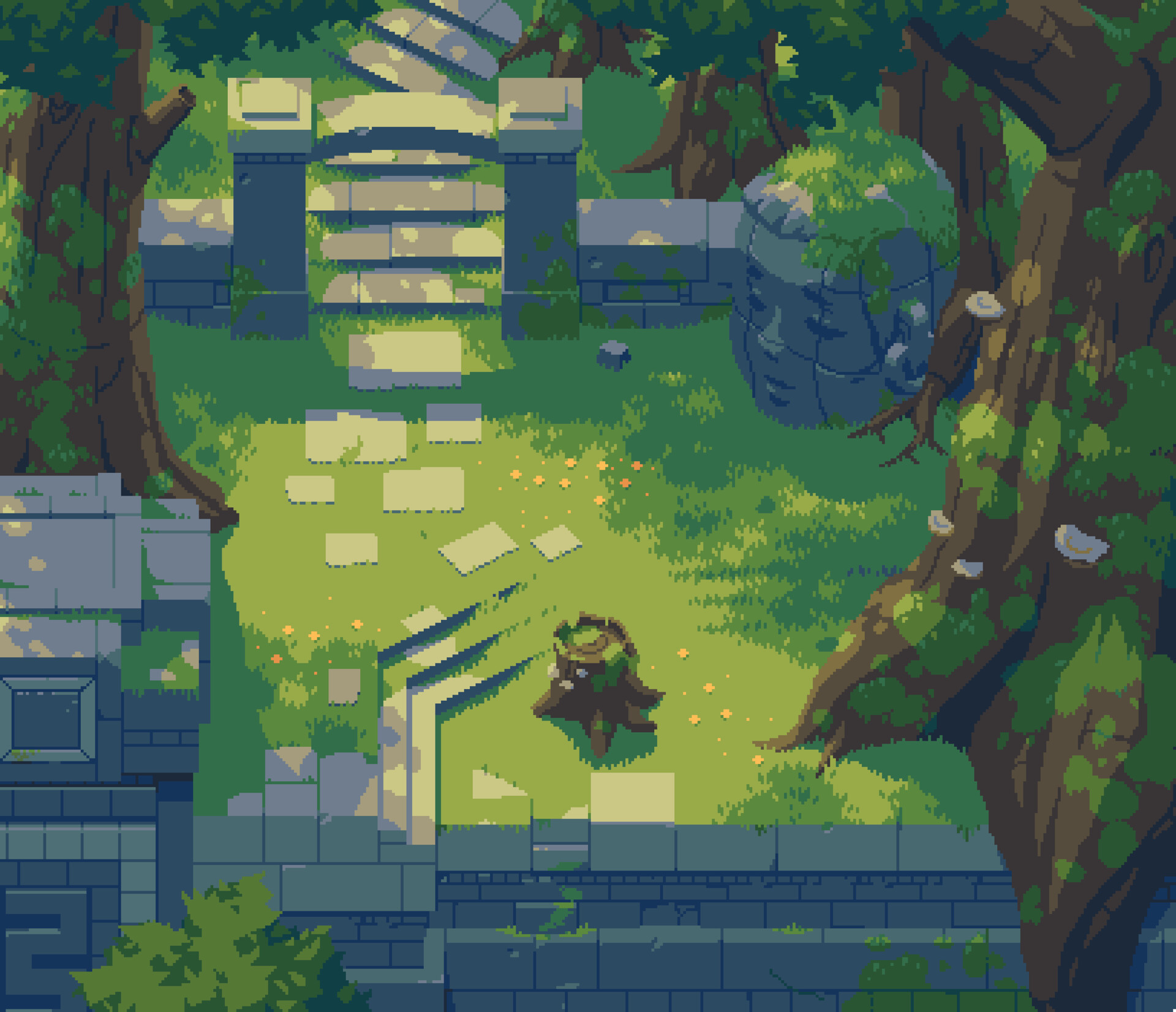Пиксель арт лес для игр