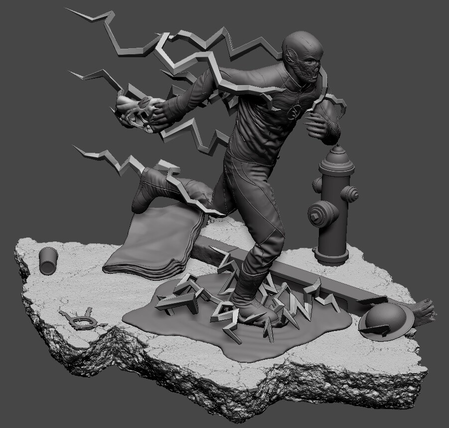 ArtStation - Zoom/Black Flash Statue WIP