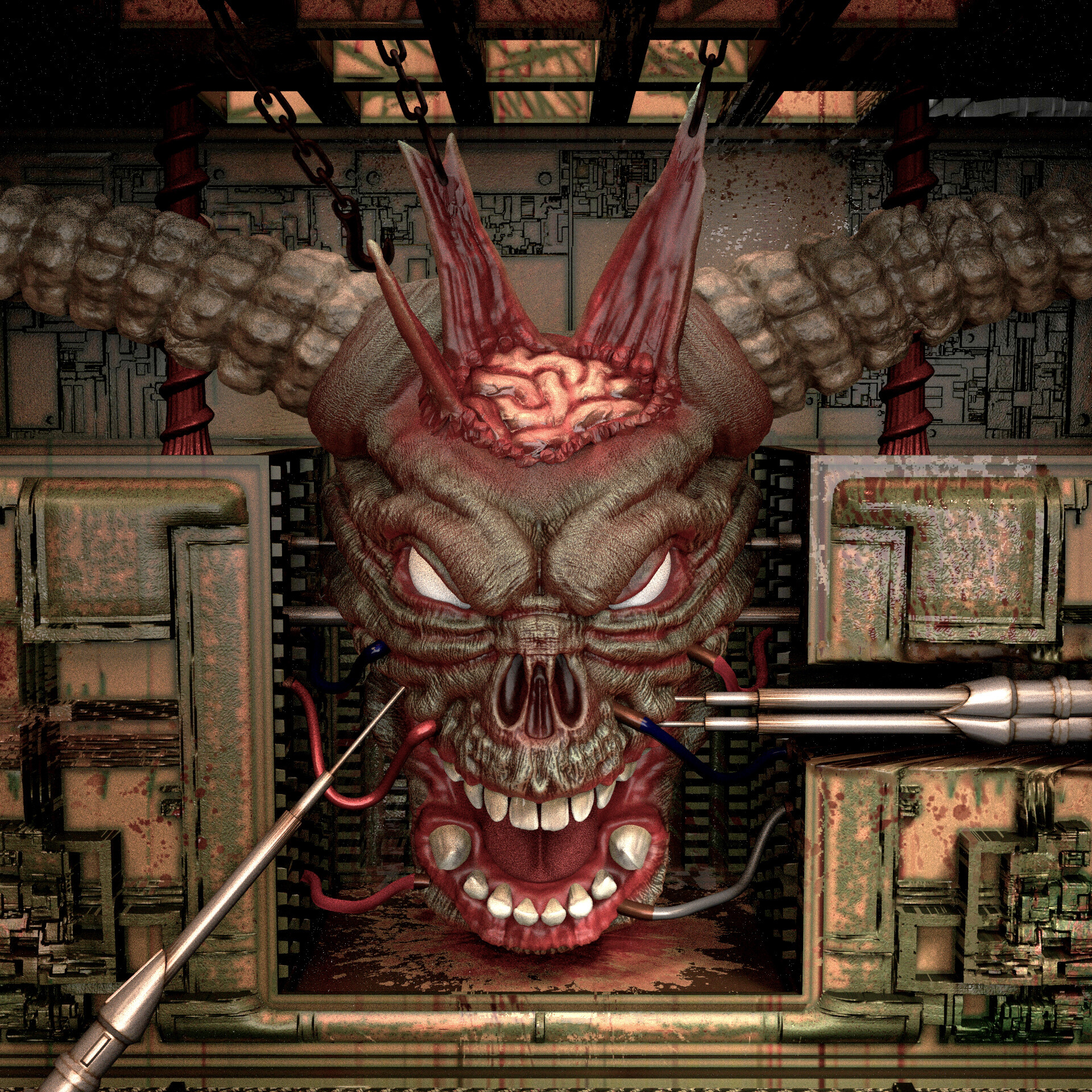 Fan art from Doom II final stage.