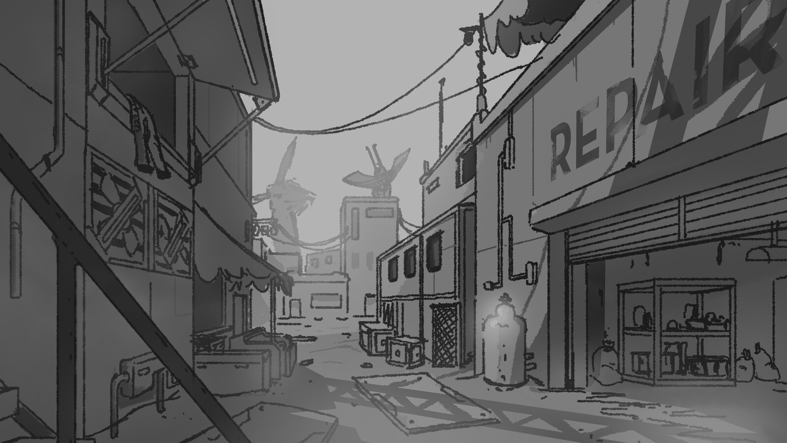 Futuristic Frontier Town - Side Street