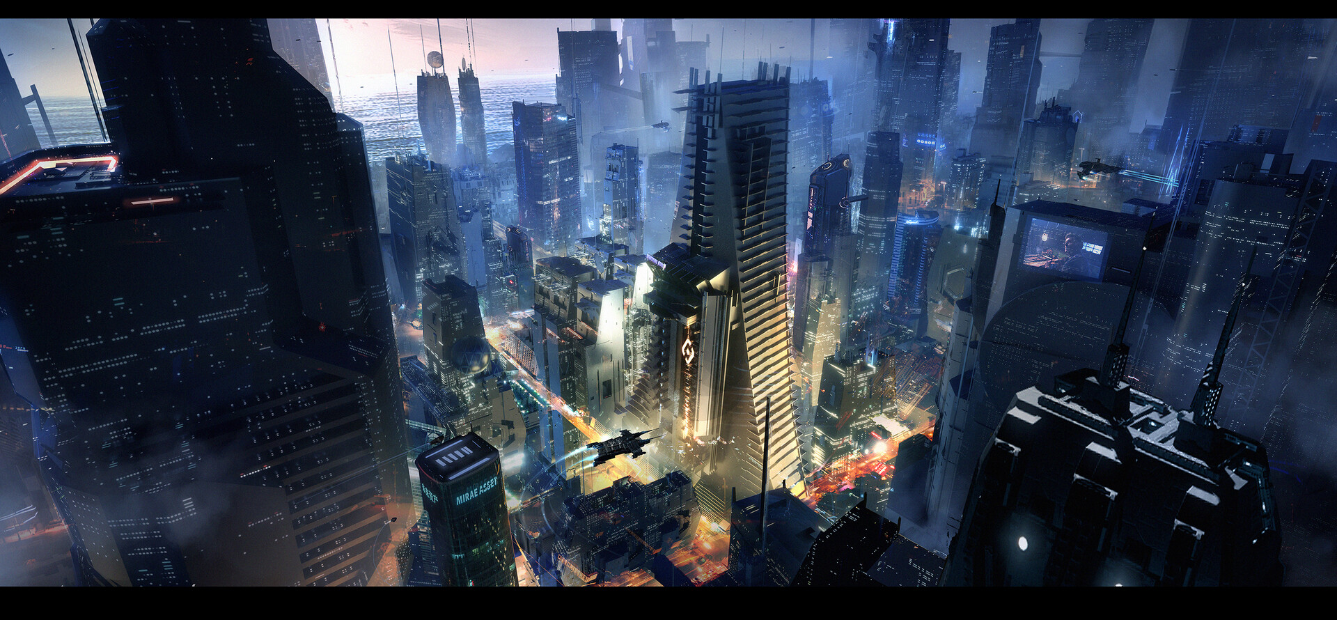 Artstation Cyberpunk Science Fiction City Liang Liu