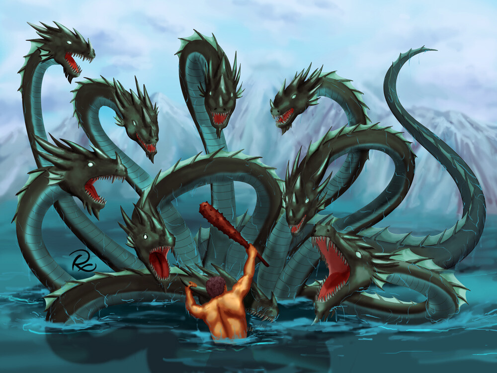 Artstation Hercules Vs Hydra Robet Xu