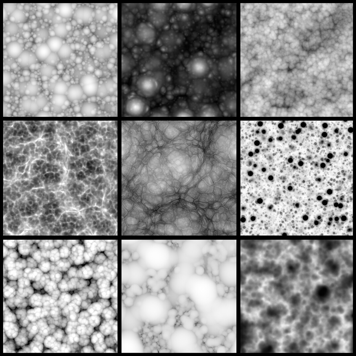 Some of the variation you can get from the cellular fractal node.