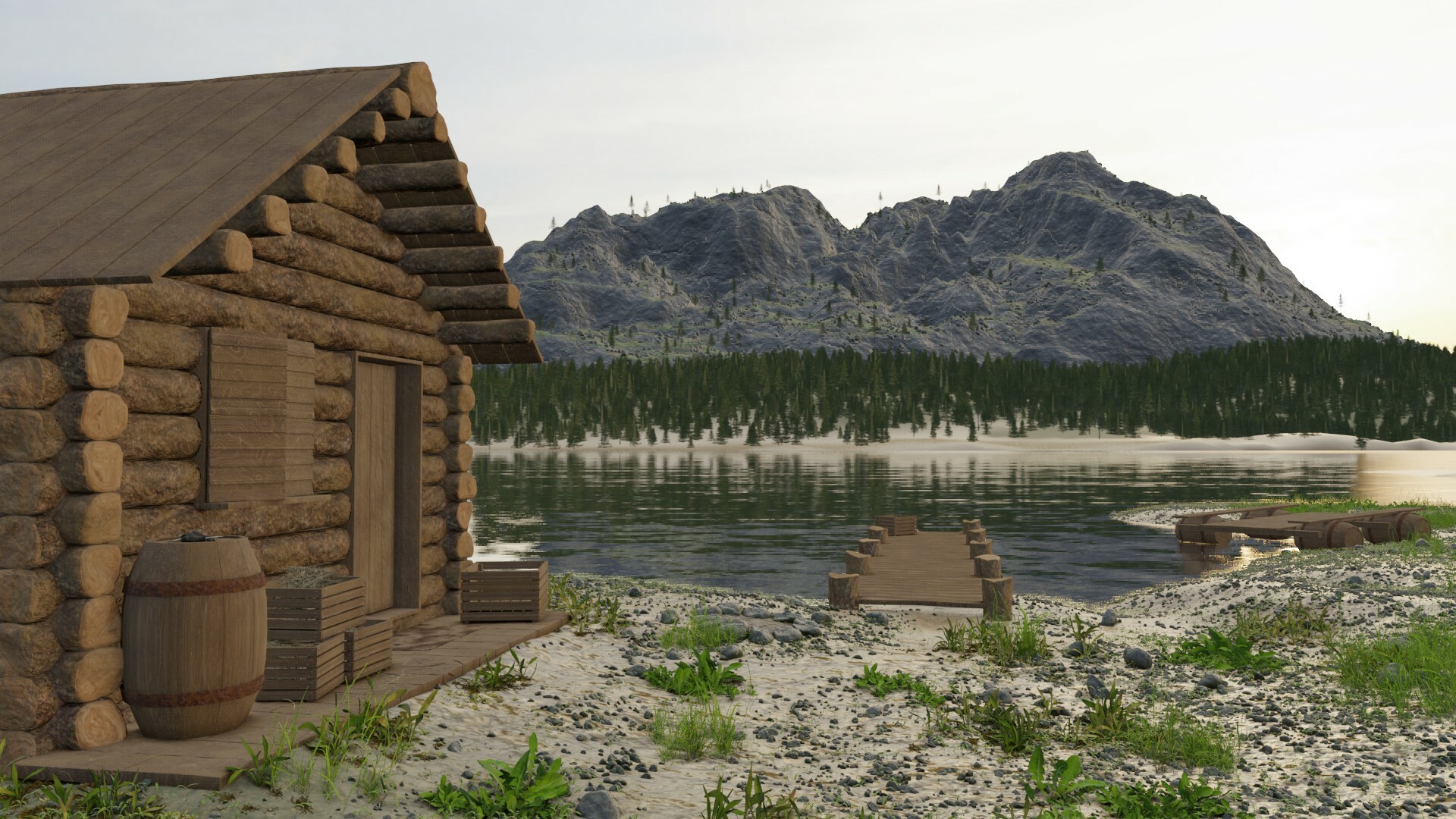 Artstation Log Cabin On Beach Kevin Lorengel