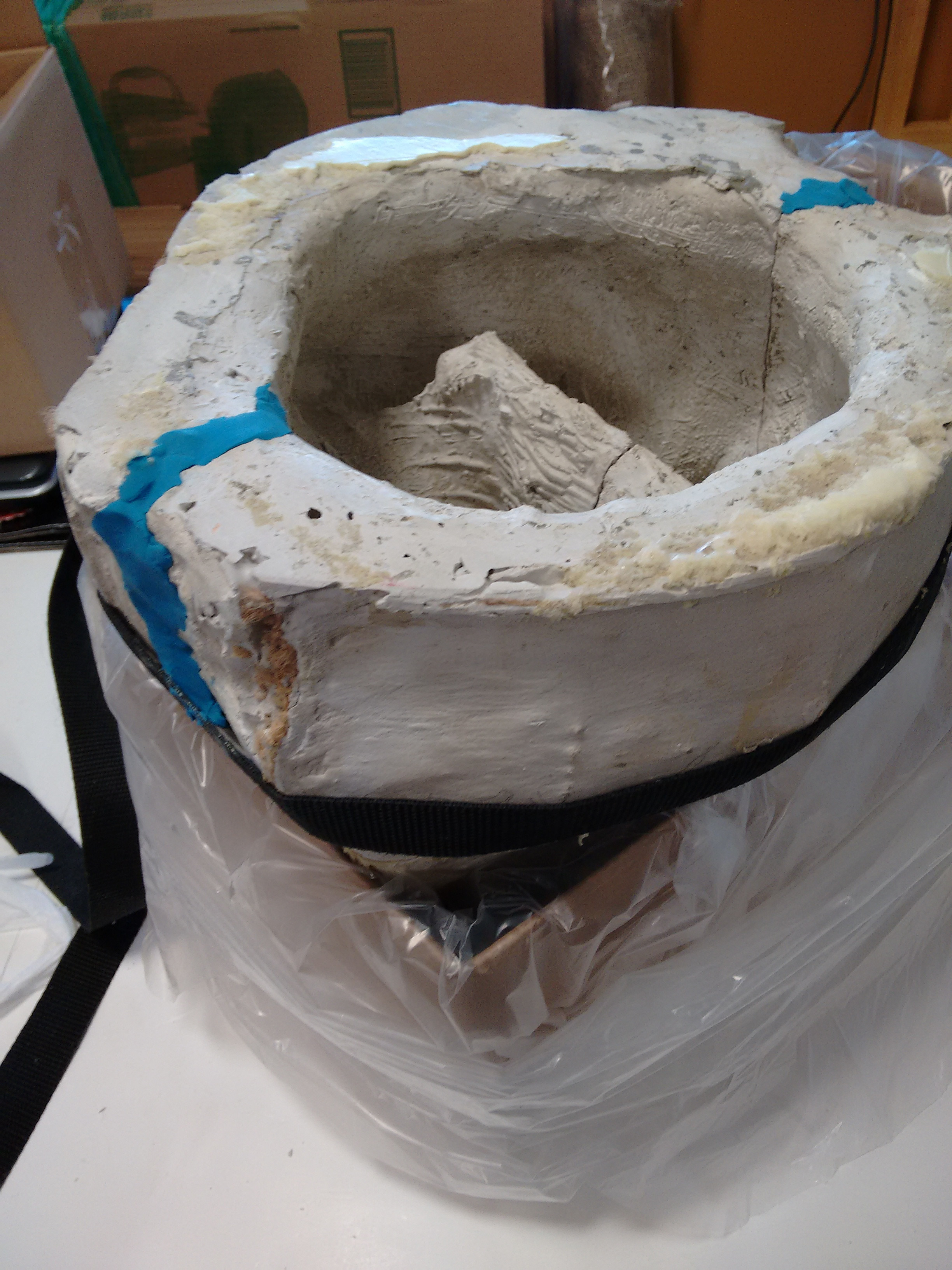 Plaster mold assembled and ready to go