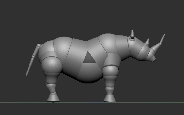 I started out with the zbrush z-sphere rhino base becasue why not, ya know?