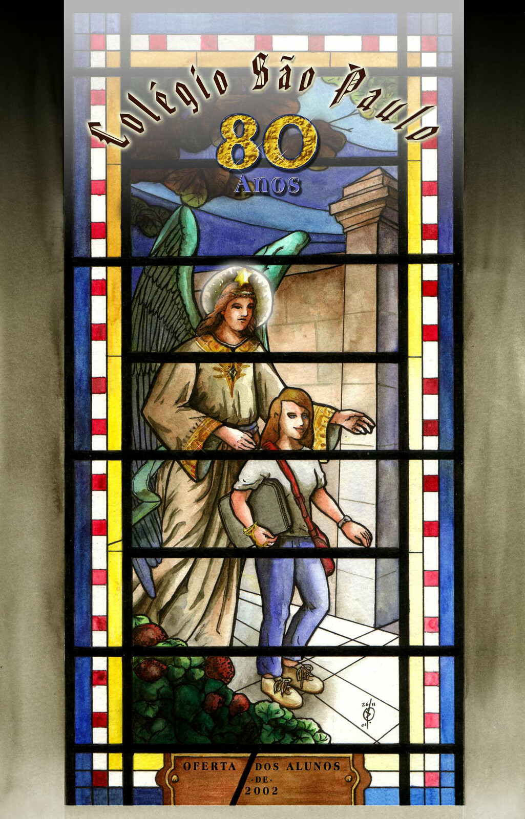 Cover for the highschool's calendar, based on its church's main vitral.
