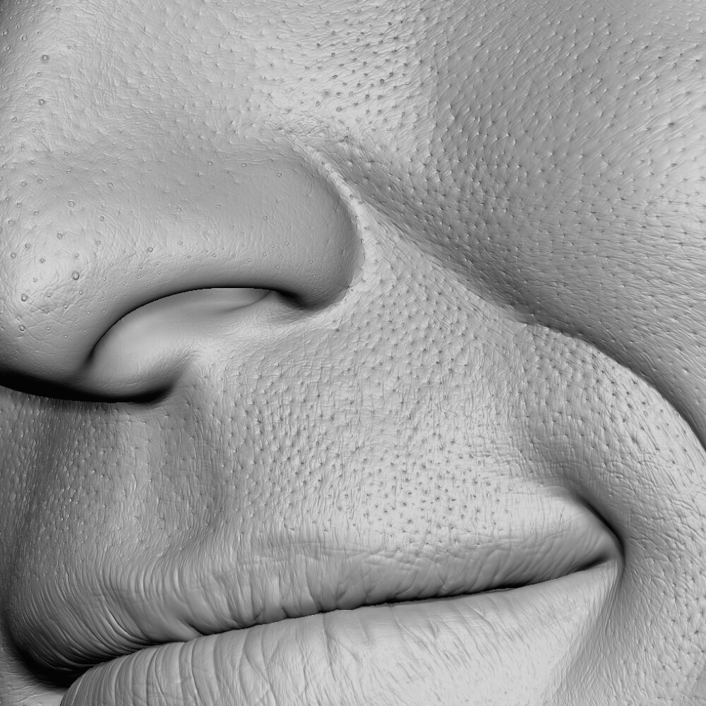Pores and details added by hand