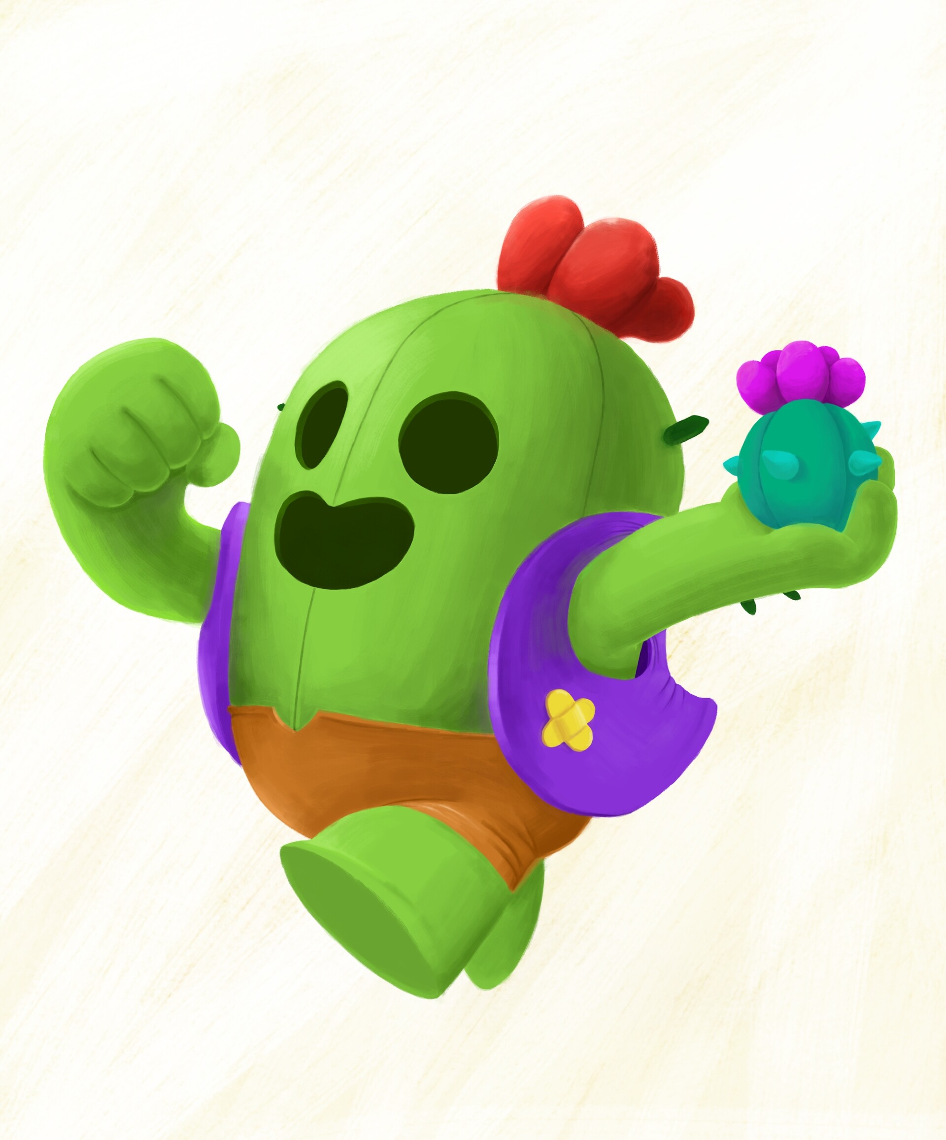 This is Spike, from the mobile game Brawl Stars developed by Supercell. 