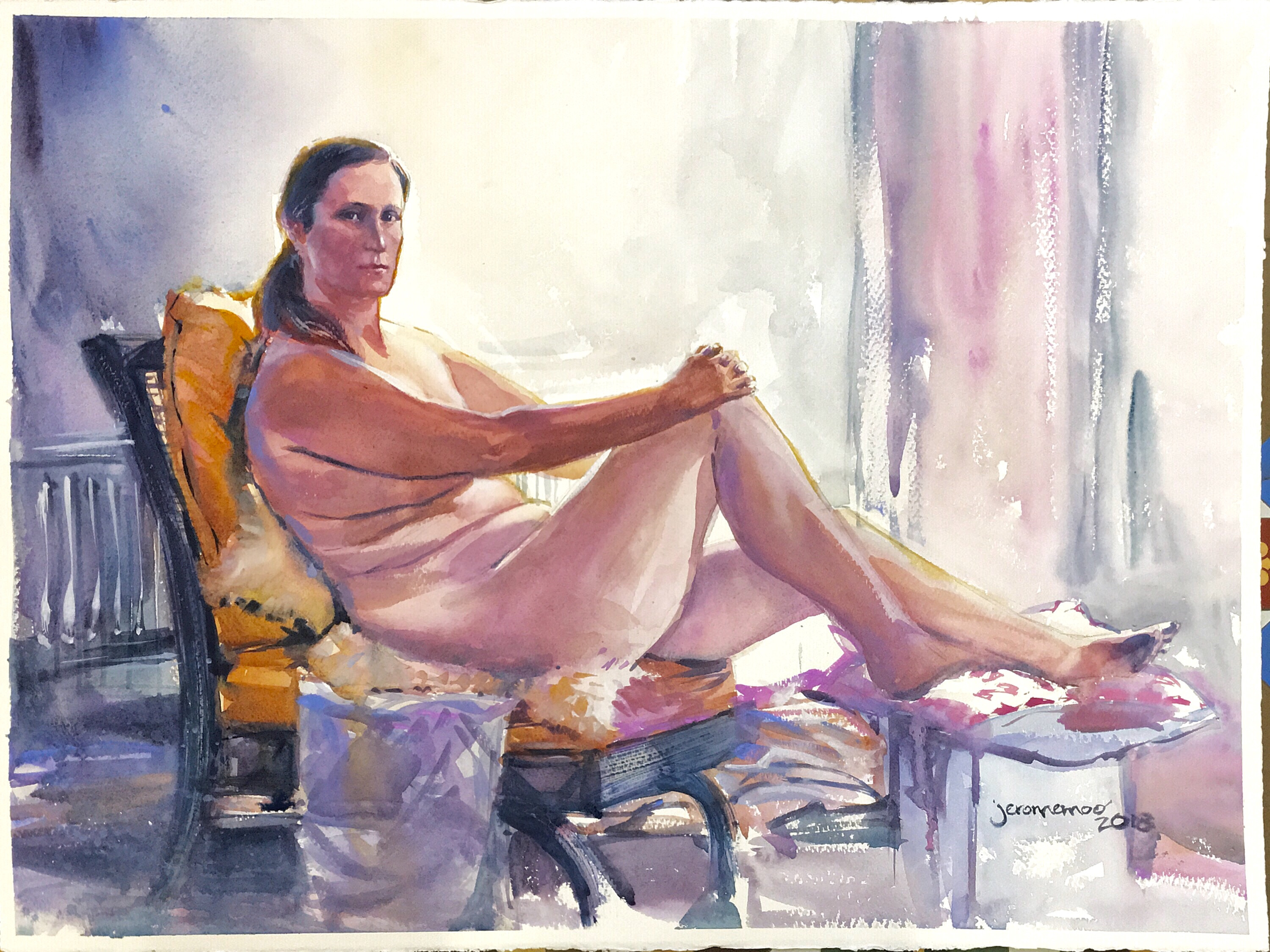 Long Pose Life Drawing of Catherine
Watercolour on 56x76cm 425gsm Rough Saunders Waterford Watercolour Paper