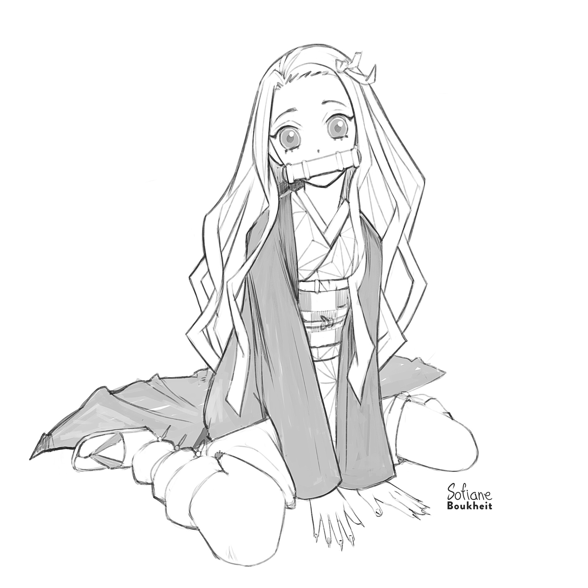 Как нарисовать nezuko
