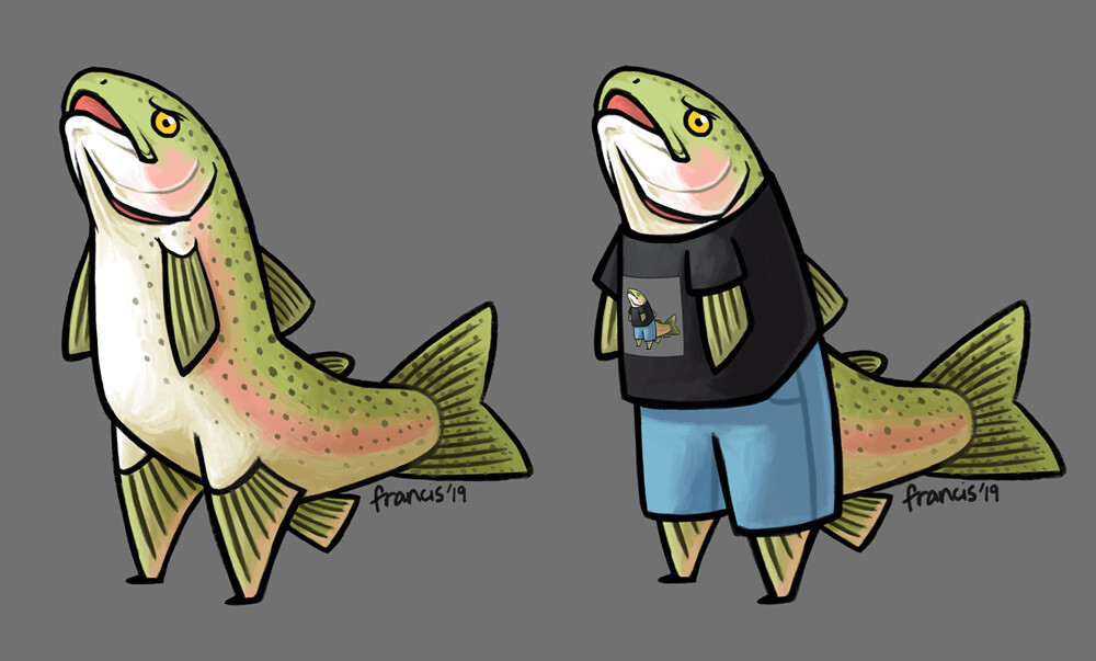 Artstation Anthro Rainbow Trout Francis Feesh