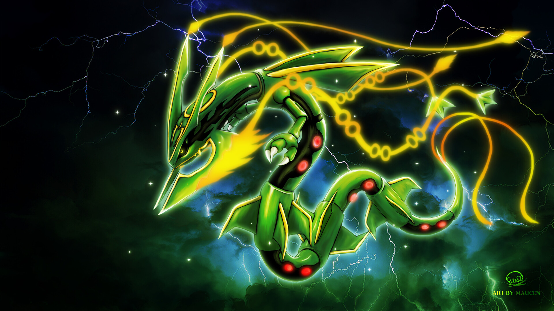 Shiny Rayquaza, Pokemon Rayquaza HD wallpaper