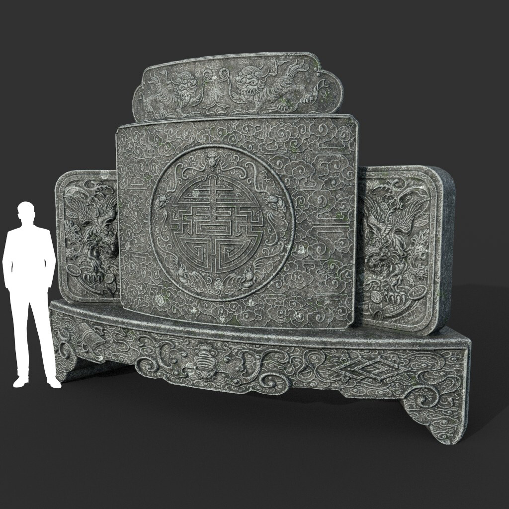 3d Landscape Low Poly Ancient Dragon Temple Element Pack 01