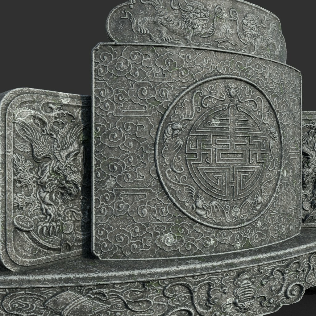 3d Landscape Low Poly Ancient Dragon Temple Element Pack 01