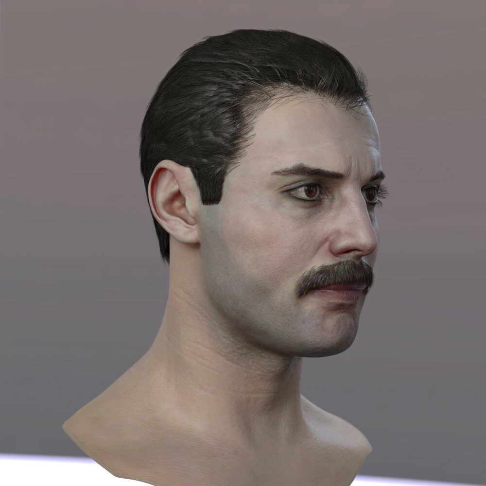 Artstation The 3d Model Of Freddie Mercury Singer Head Stephan