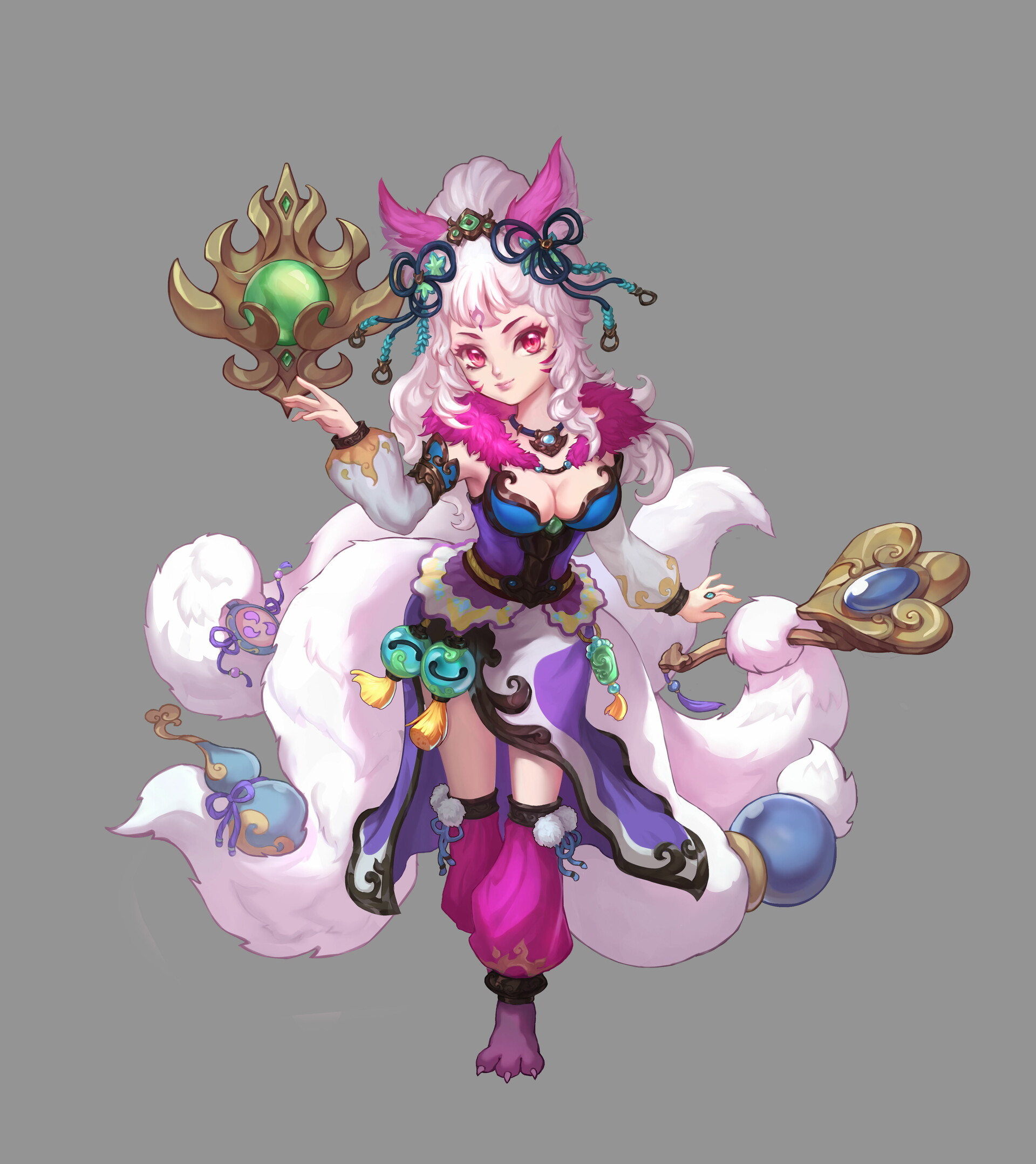 Artstation Q版中国风 妲己九尾狐