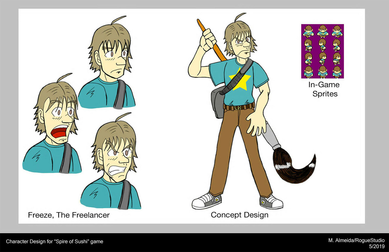 Freeze the Freelancer - Character art for "Spire of Sushi" , Becker College Gamejam