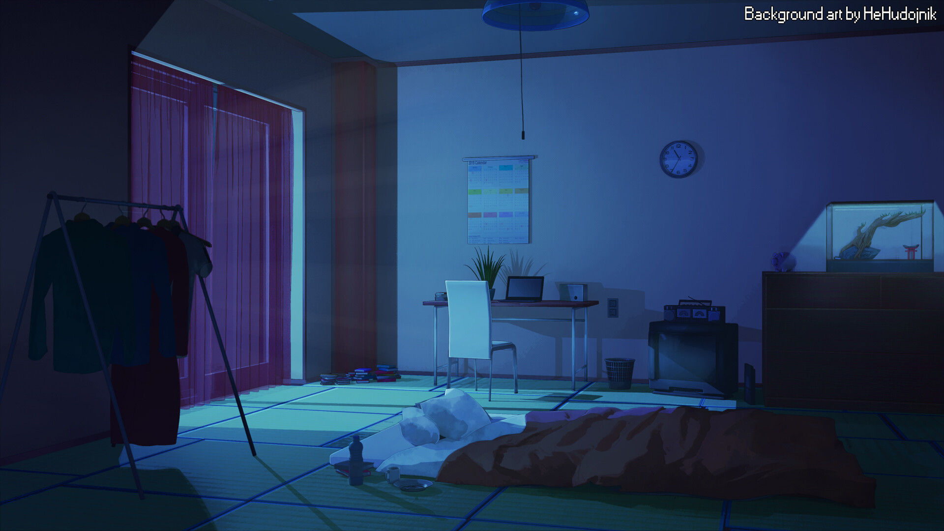 Vladyslav - Night room - background for visual novel game