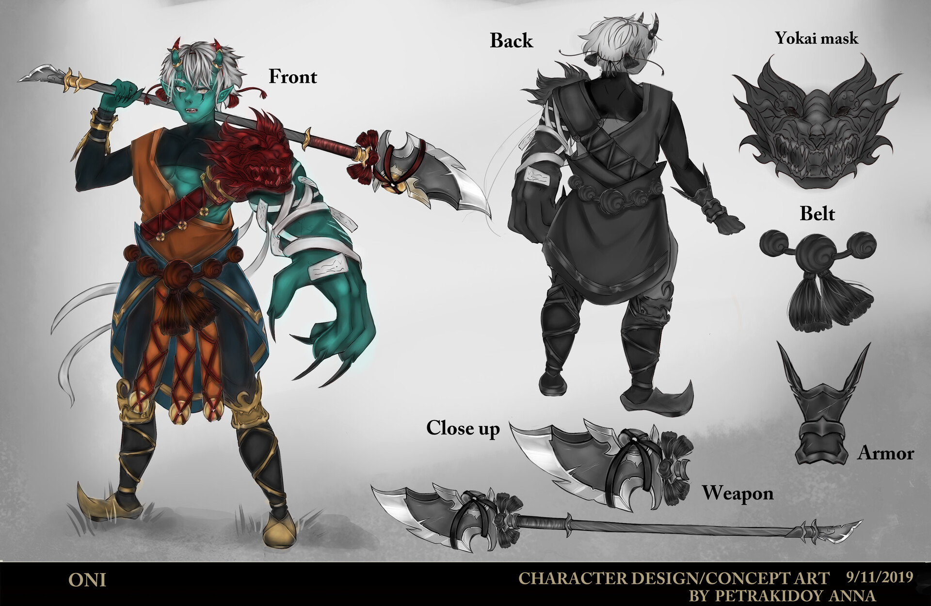 Artstation Oni Character Design Concept Art