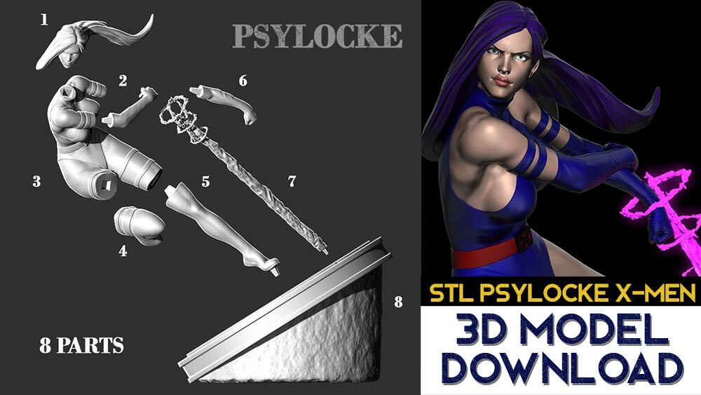 Artstation Download 3d Model Stl Ztl Psylocke From X Men 3d