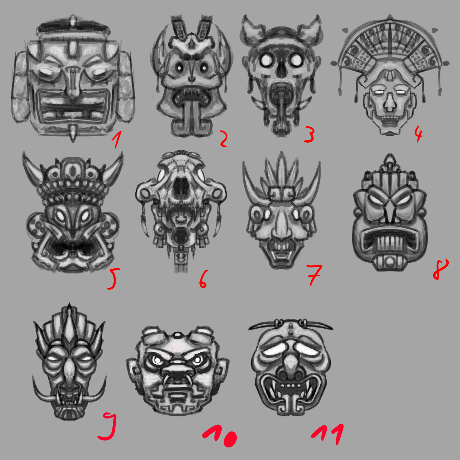 Mask Thumbnails for ideation and different kinds of golems.