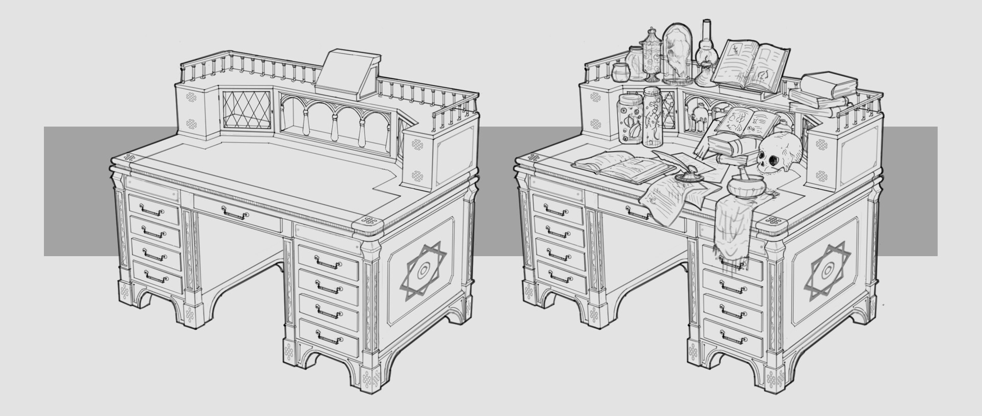 Ana Popescu Wizard Desk Lineart Exploration