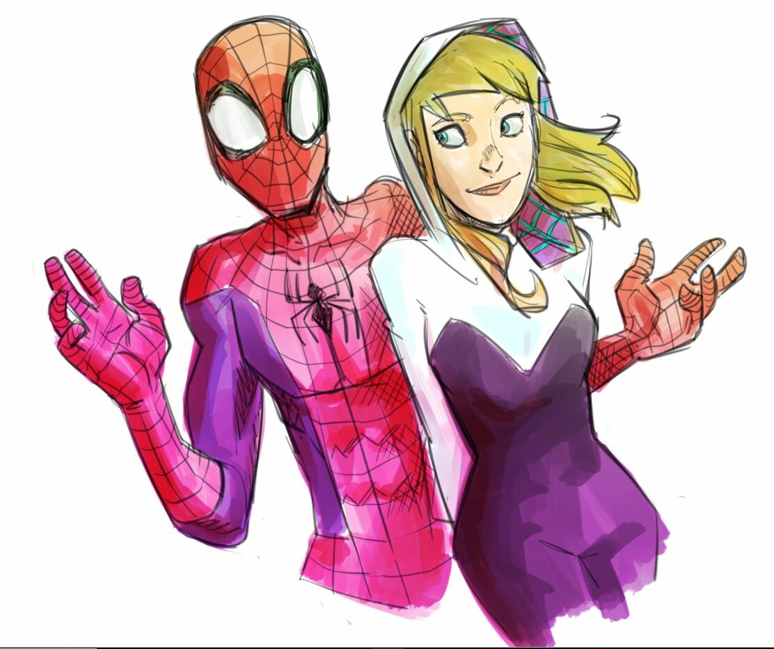 mario del pennino - Spider-man and Spider-Gwen sketch