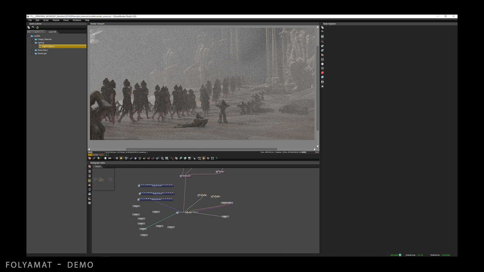 page from the presentation - lighting and framing in Octane