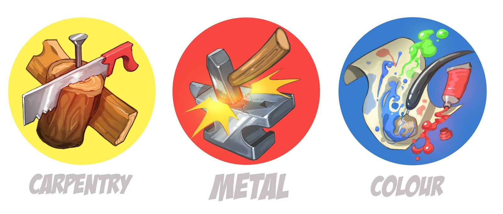 Icons for the different workshops