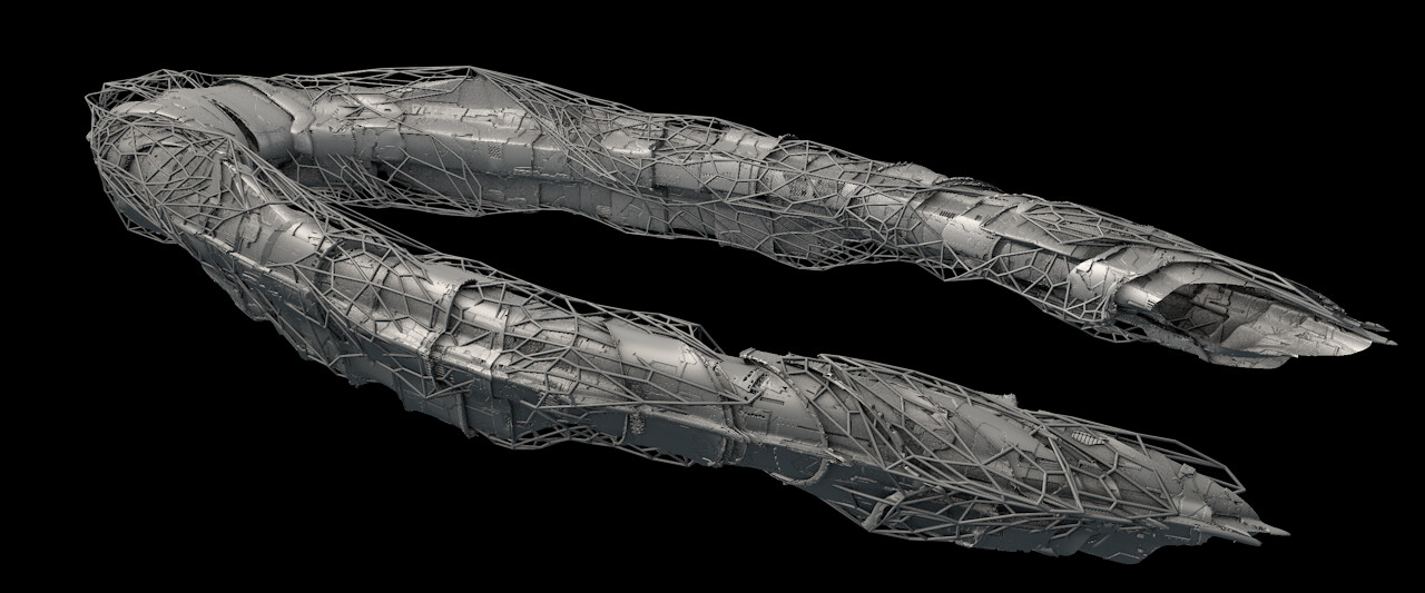 3D Alien Spaceship - displacement mapping with JSplacement tool.