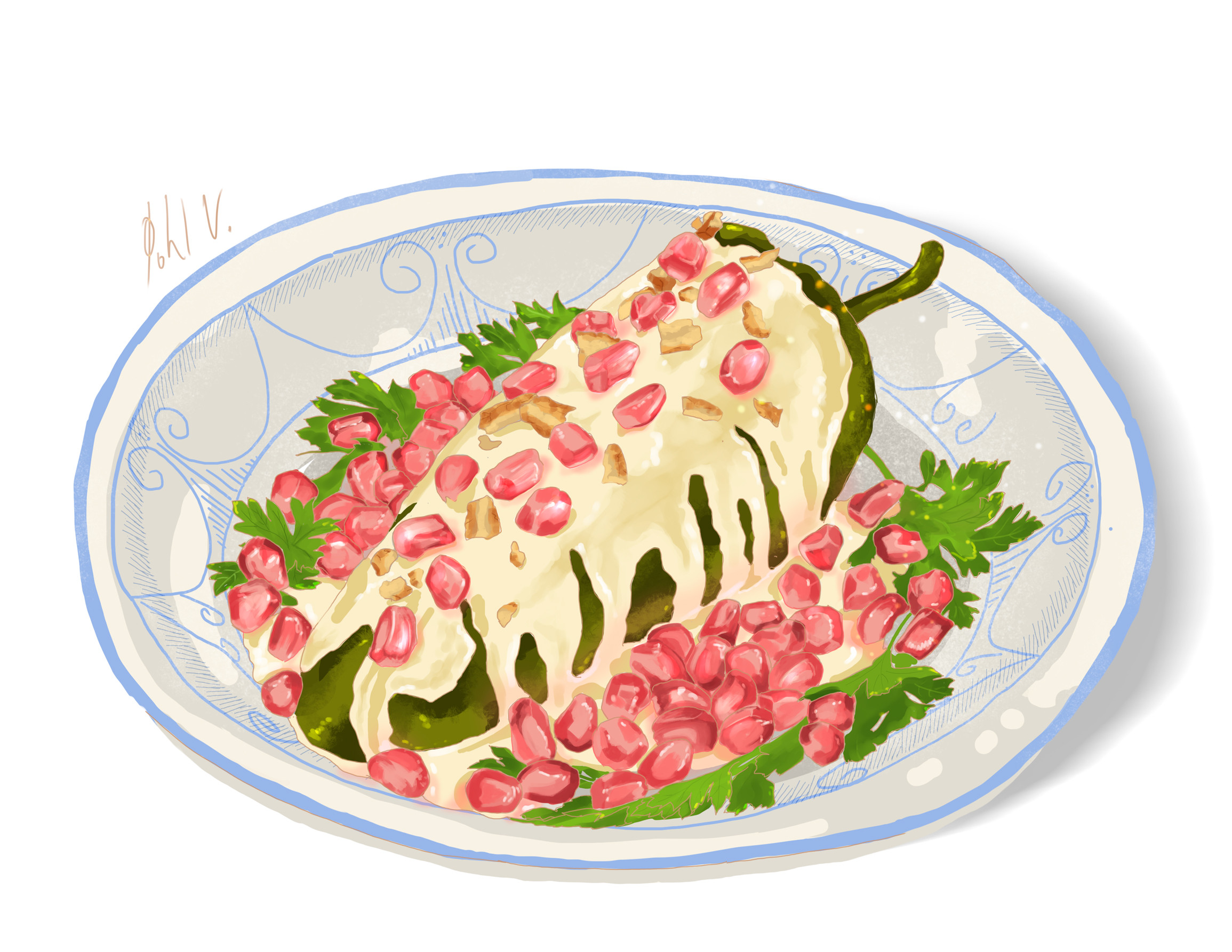 This is the mexican style "Chiles en Nogada"