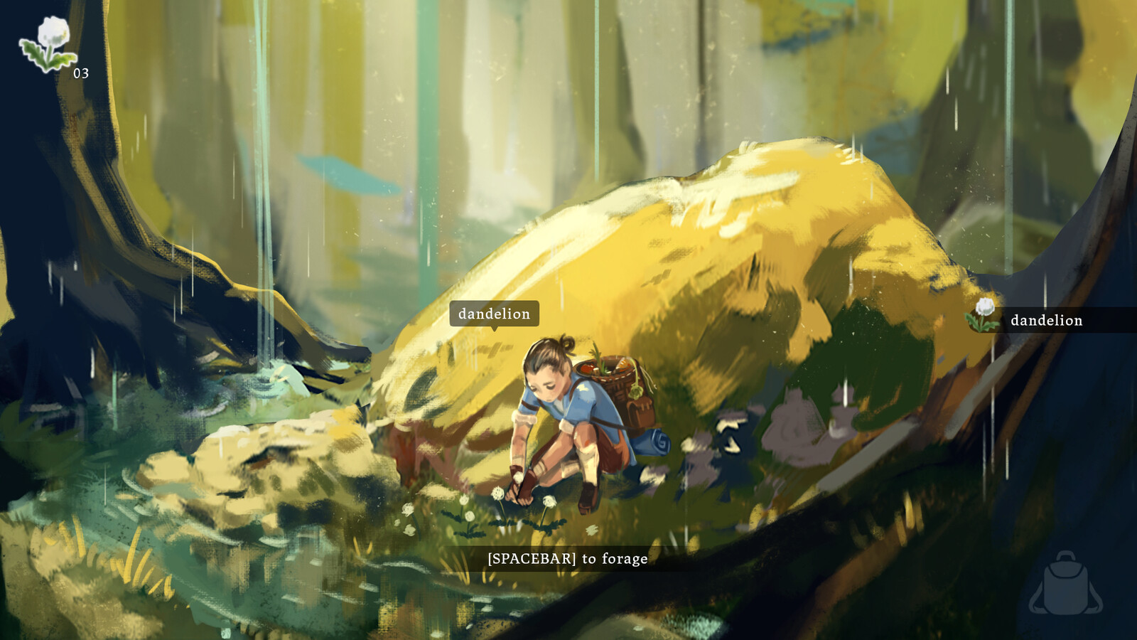 Early game concept art: We played around with the concept of foraging for your own ingredients
