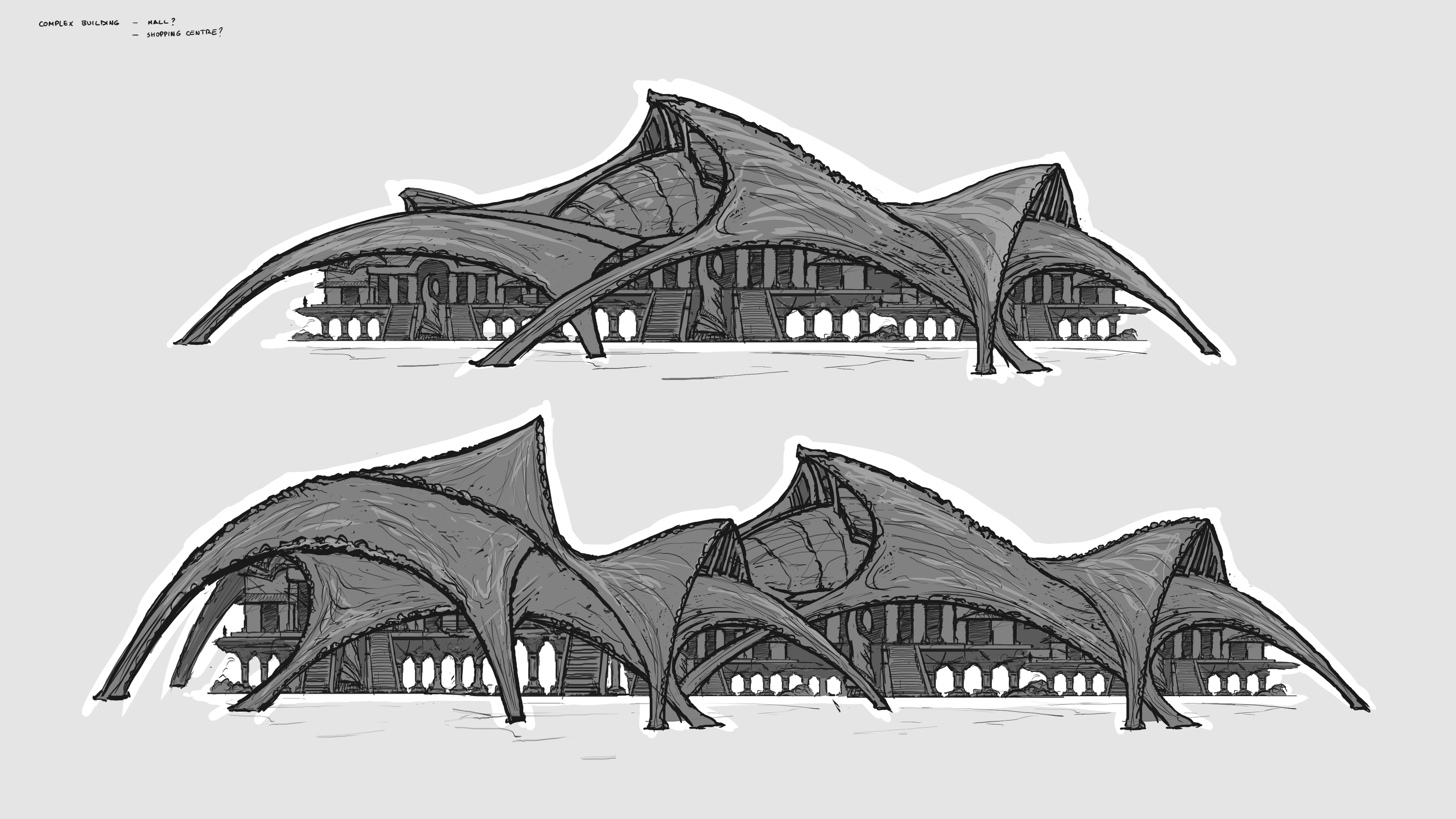 Experimenting with those shapes for an indoor market of a bigger scale.