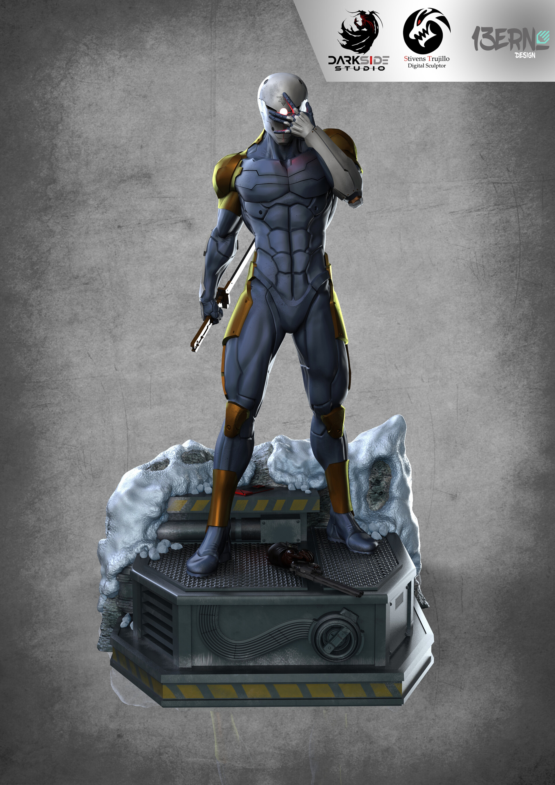 cyborg ninja statue