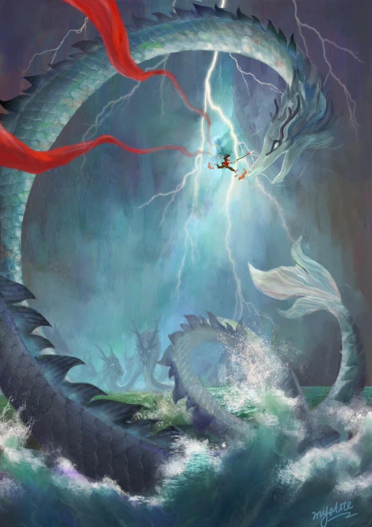 ArtStation - chinese water dragon and naza