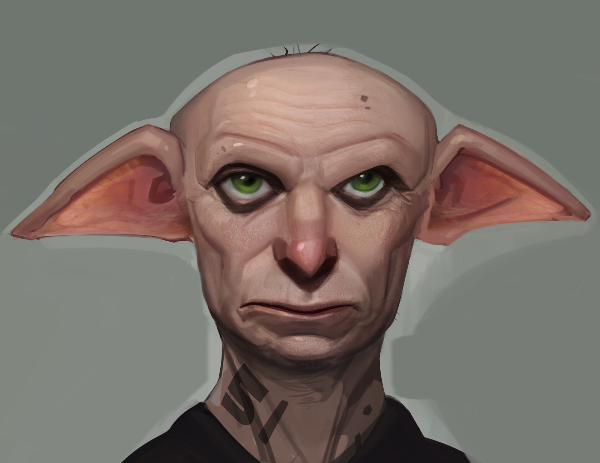 Goblin portrait painting inspired by Rob Blisss's amazing designs. 