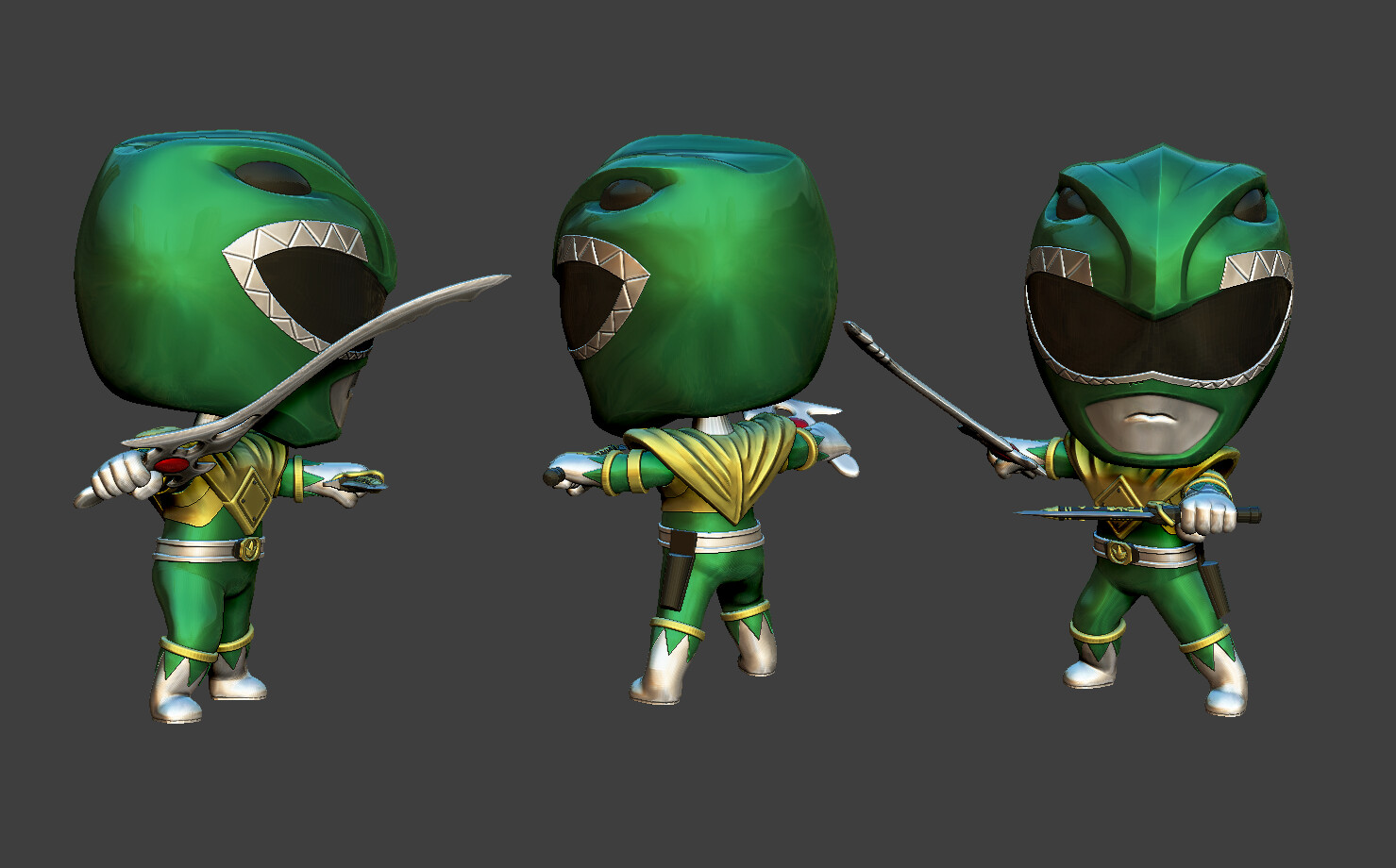 Artstation Power Ranger Mighty Morphin Green Ranger Chibi