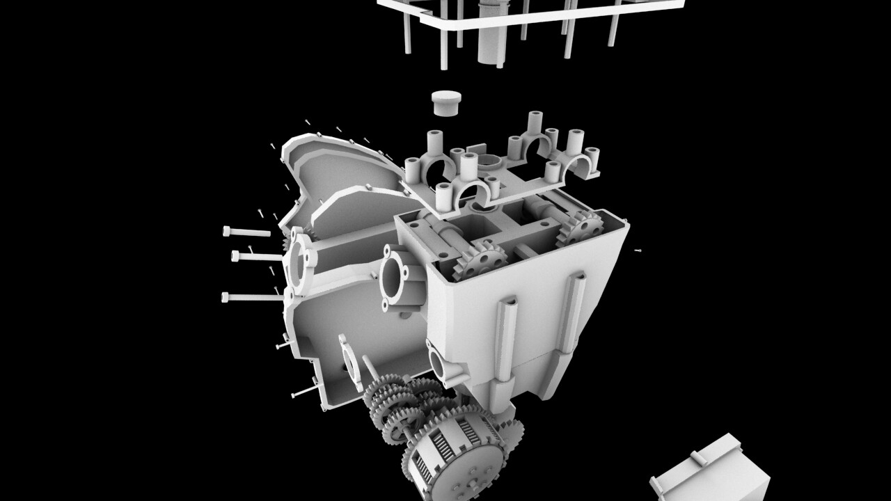 Artstation Exploded View Of Ktm 390 Engine Arun Kumar Rangala