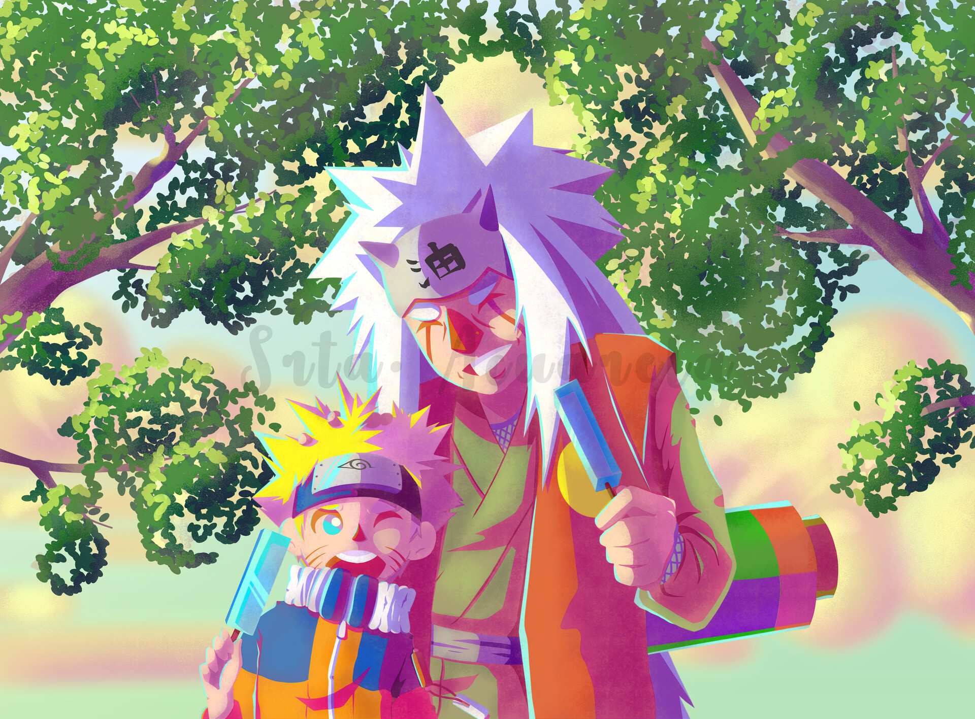 Artstation Naruto And Jiraiya Naruto Fanart Srta Acuarela