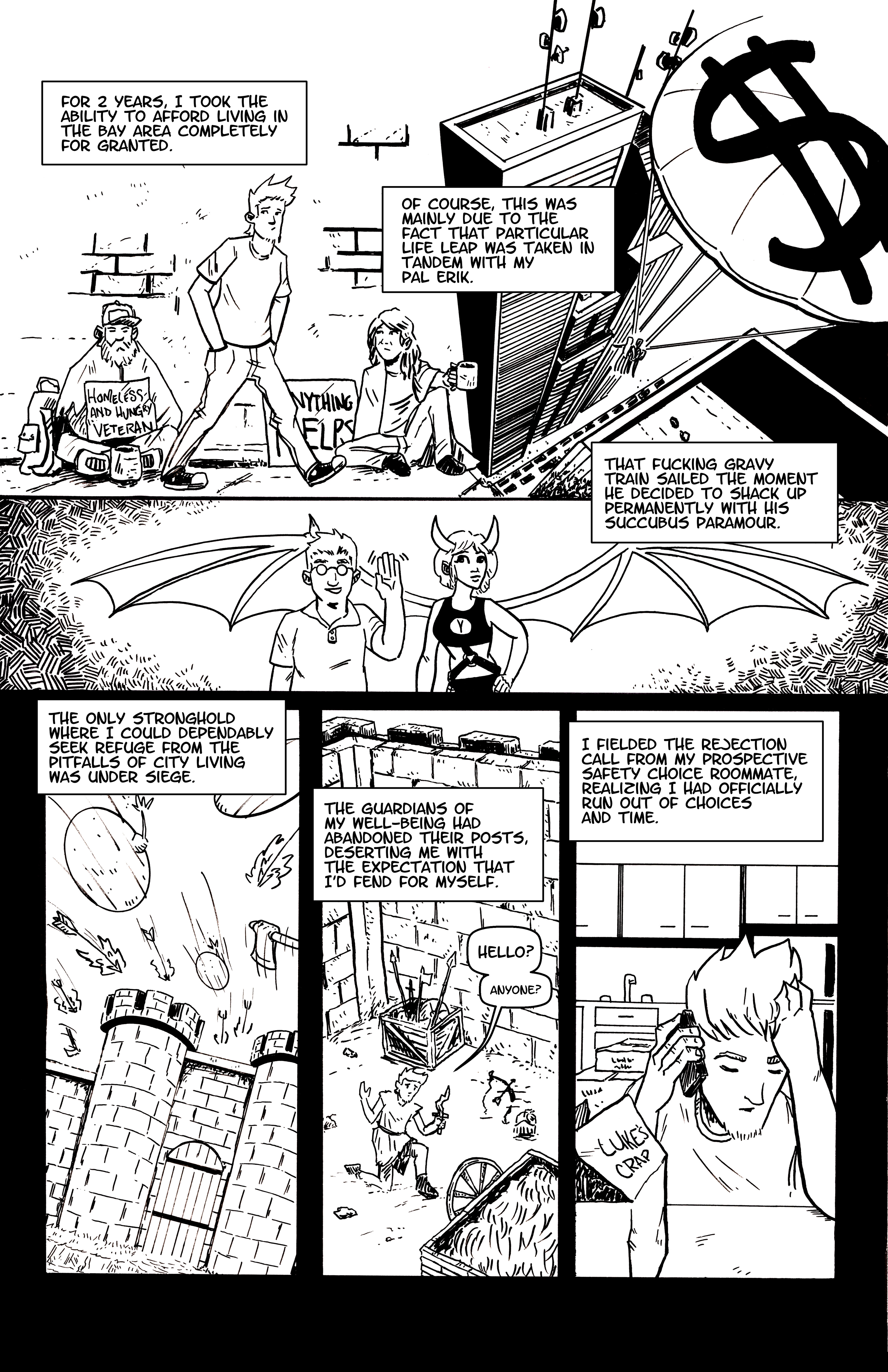 The final inked and lettered art for my DECADES OF (in)EXPERIENCE page. Written by Alex Schumacher. Published by Antix Press.